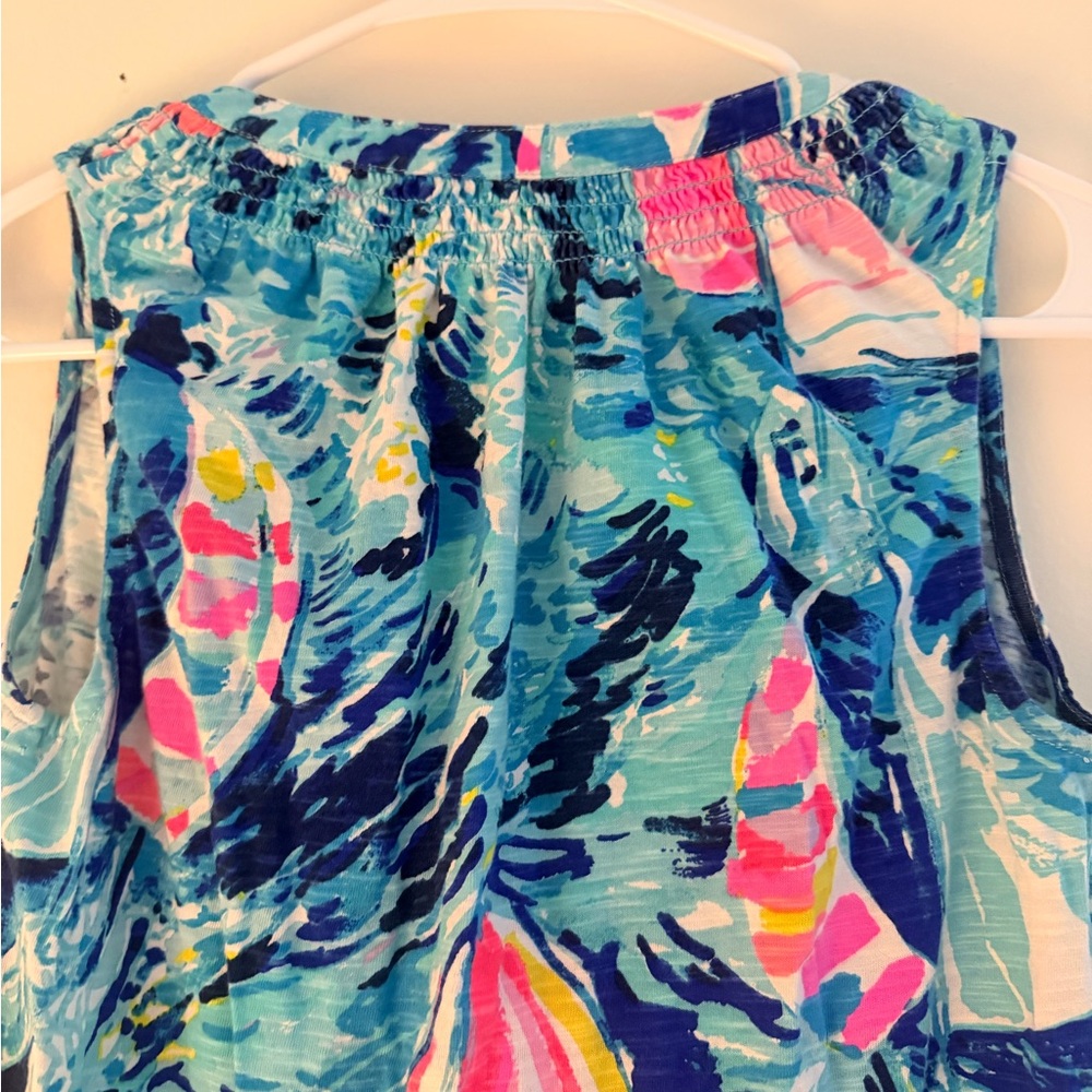 Lilly Pulitzer Aqua Pink Yellow Printed Sundress - Picture 6 of 8